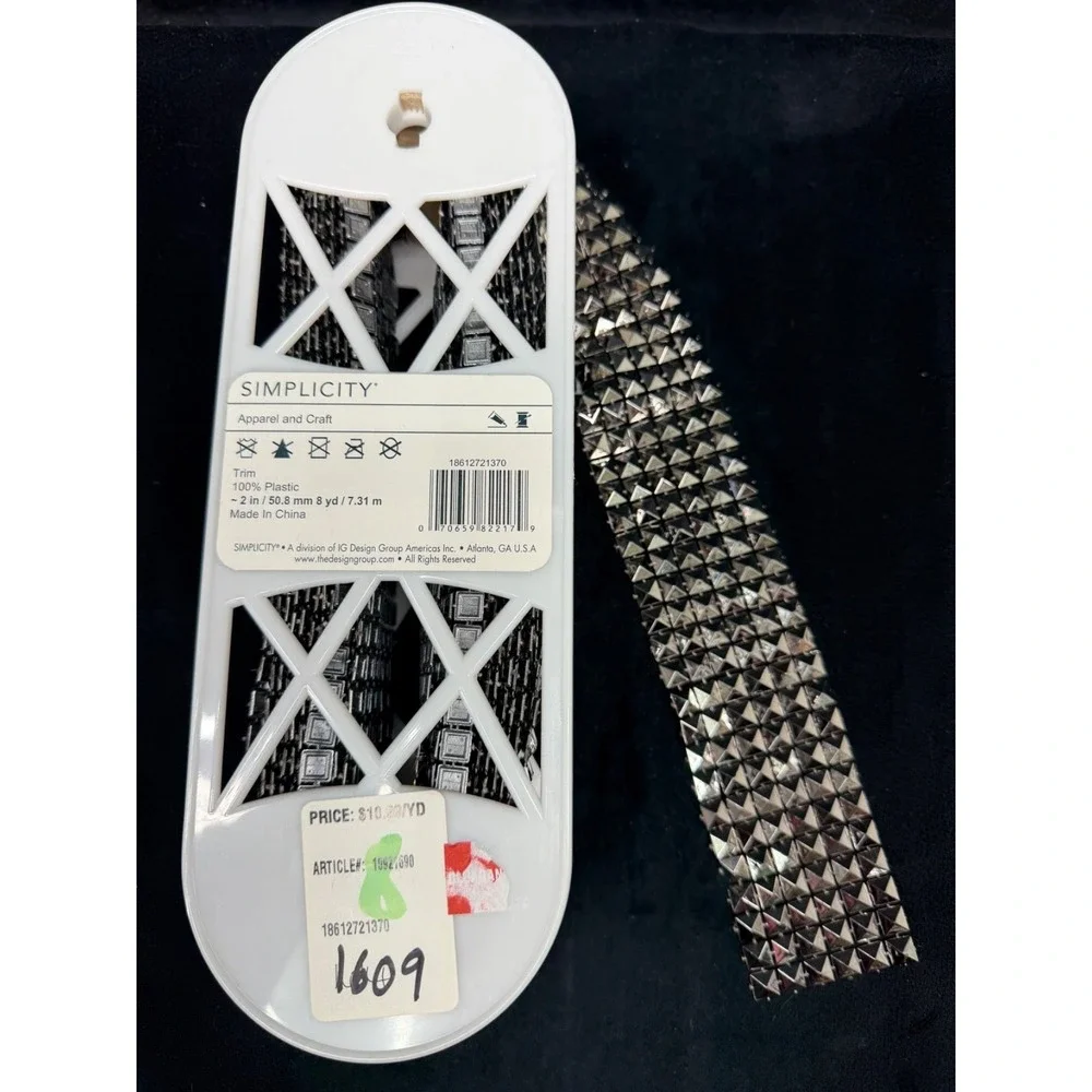 Simplicity Studded Trim Ribbon Spool Dark Silver Plastic 2
